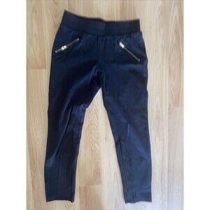 Faded Glory Black Pants L Zipper Pocket Casual Stretch Pull-On Comfort